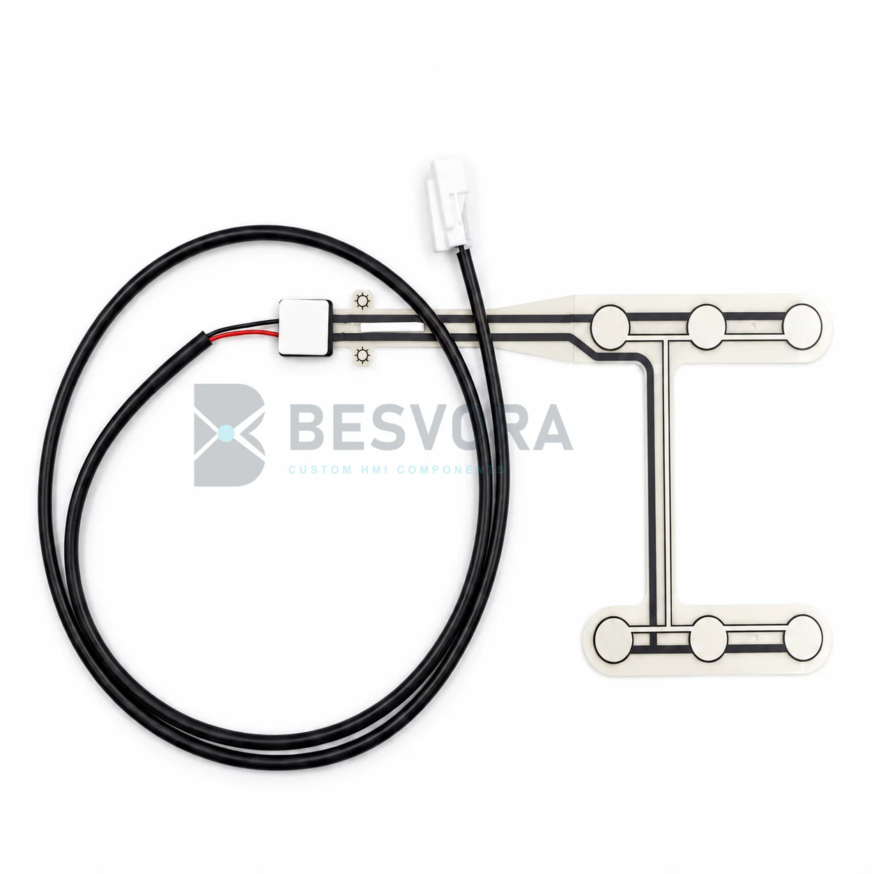 Custom flexible force-sensing resistor array with cable connection and BESVORA watermark